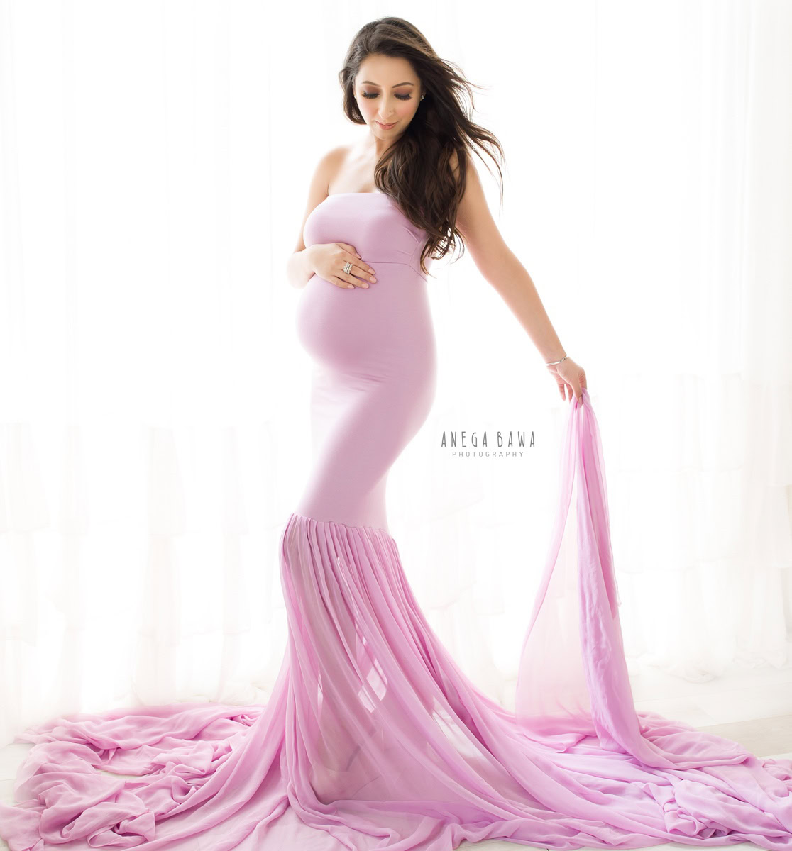Pregnancy Photoshoot Delhi: Lavender Gown with Drape, by Anega Bawa Photography, Gurgaon Noida.