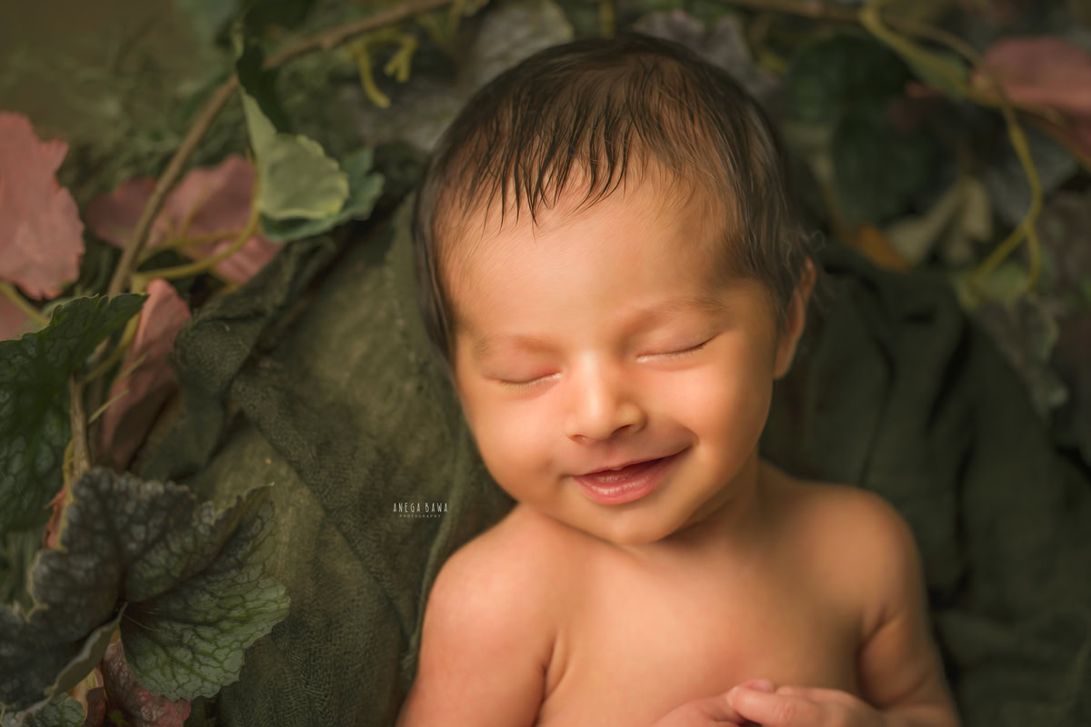 Newborn Photographer in Delhi: Capturing a Naughty Smile, by Anega Bawa Photography, Gurgaon Noida.